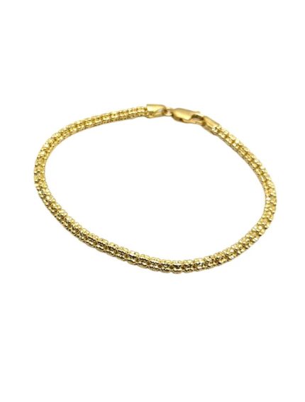 צמיד אייס איטלקי 3 שורות בחיתוך לייזר -זהב - ISI003-3-15cm